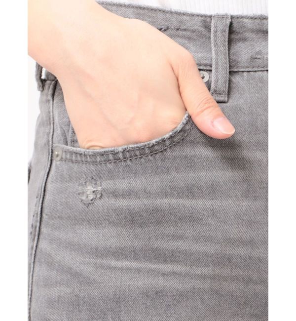 GYDA「superハイウエストDAMAGEストレートデニムパンツ」|デニム|