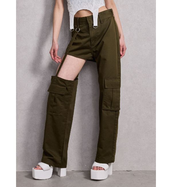 GYDA「SIDE CUTデザインカーゴカラーワイドパンツ」|その他|カーキ