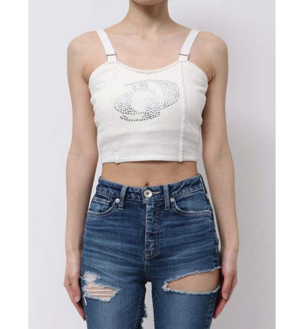 GYDA「GD ラインストーンニットビスチェ」|キャミソール|