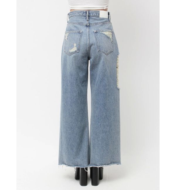 GYDA「ハイウエストSIDE straight line damageワイドデニムパンツ」|デニム|