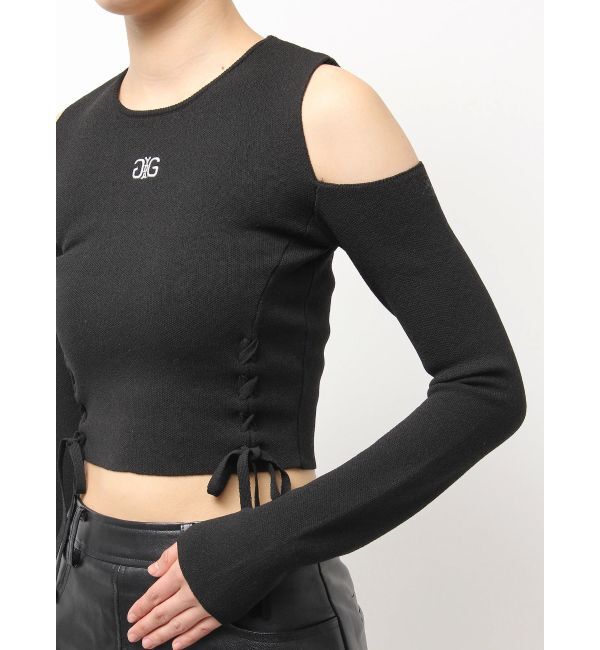 GYDA「Symmetry GYDAフロントレースアップニットトップス」|ニット・セーター|