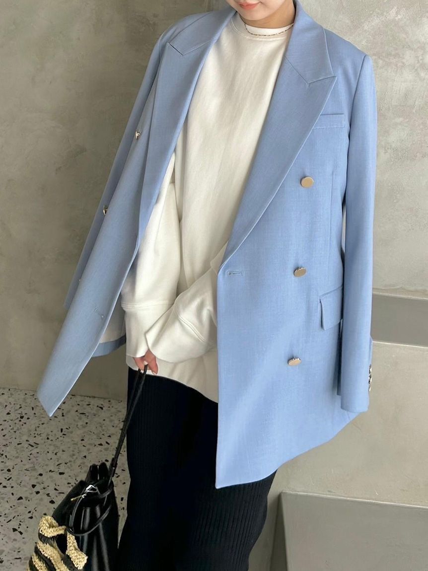 Mila Owen「金釦ダブルブレストロングブレザー」|テーラードジャケット|