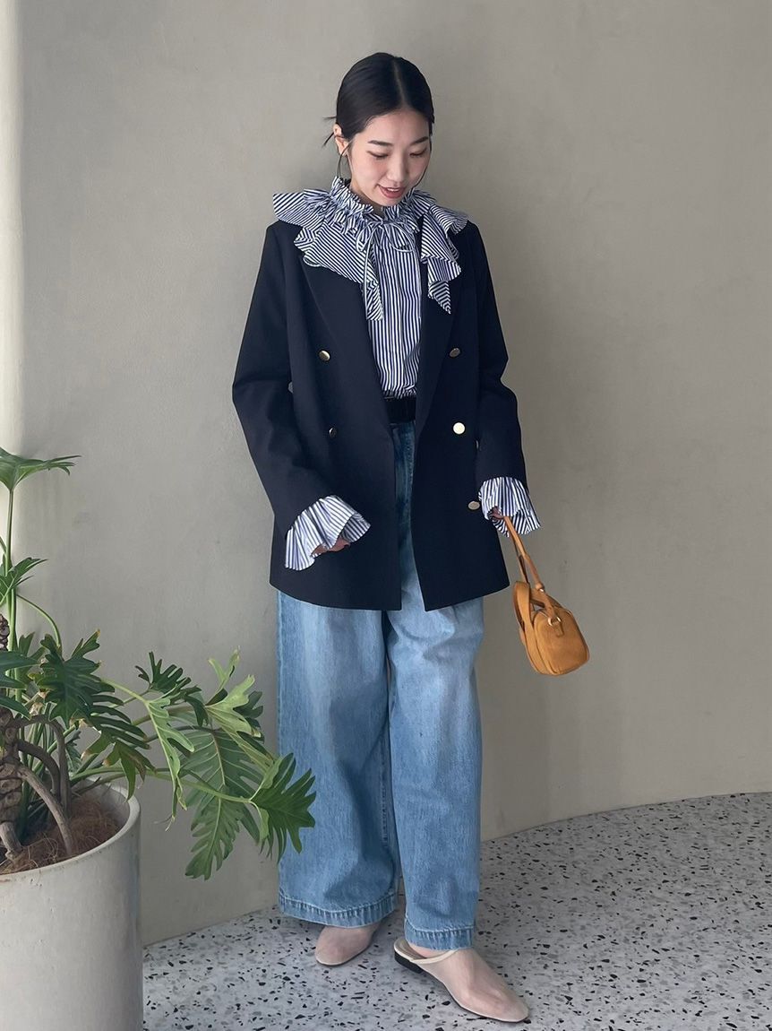 Mila Owen「金釦ダブルブレストロングブレザー」|テーラードジャケット|