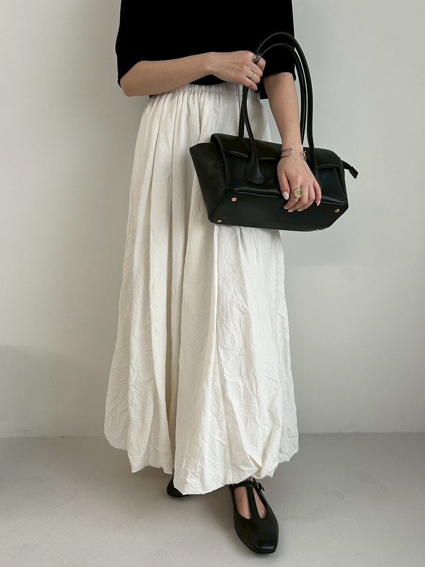 Mila Owen「マキシウエストドロストワッシャーバルーンスカート」|スカート|WHT