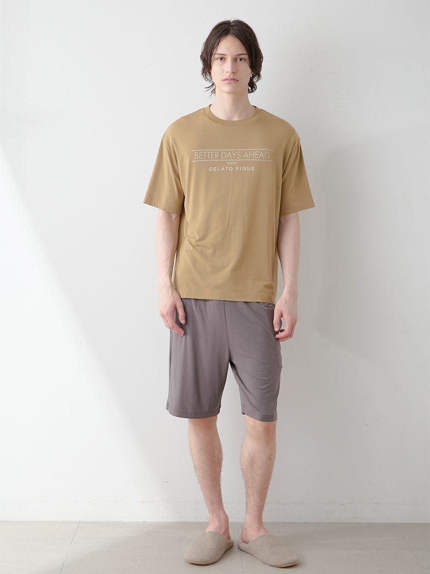 GELATO PIQUE HOMME「【HOMME】【接触冷感】クールレーヨンロゴTシャツ＆ハーフパンツセット」|ルームウェア|