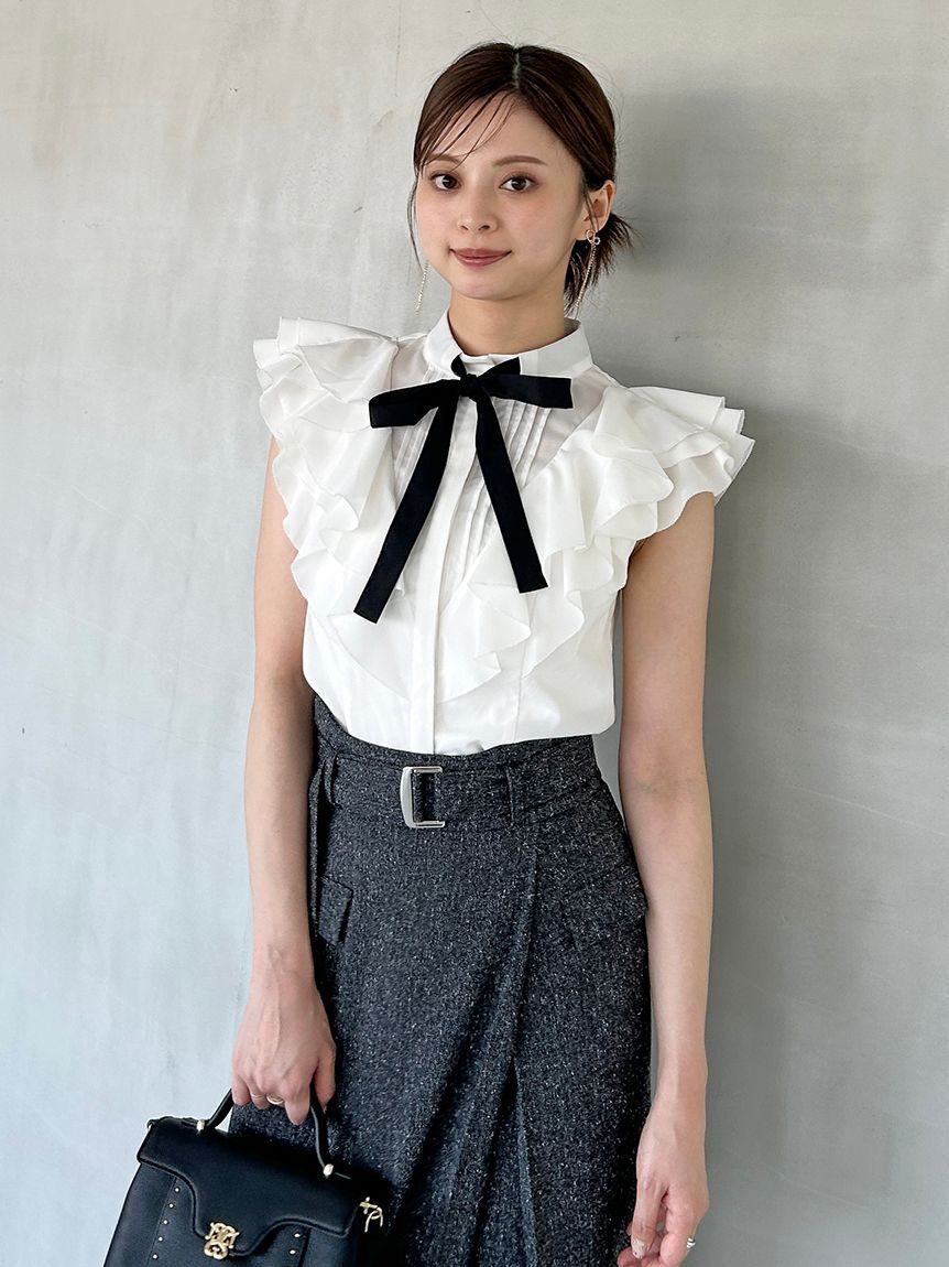 SNIDEL「フリルボウタイブラウス」|シャツ・ブラウス|