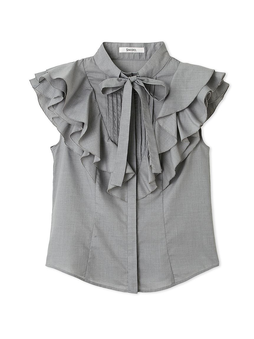 SNIDEL「フリルボウタイブラウス」|シャツ・ブラウス|GRY