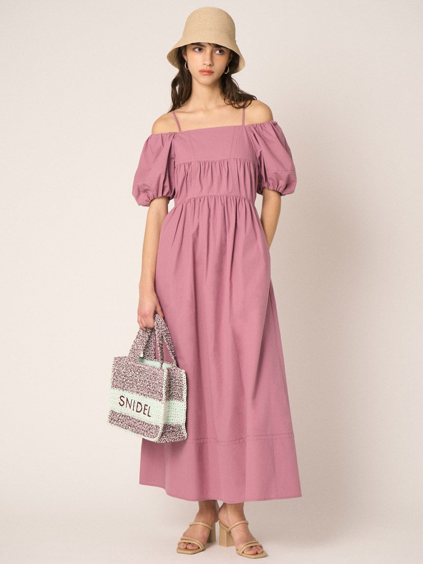 SNIDEL「オフショルパフスリワンピース」|ワンピース|