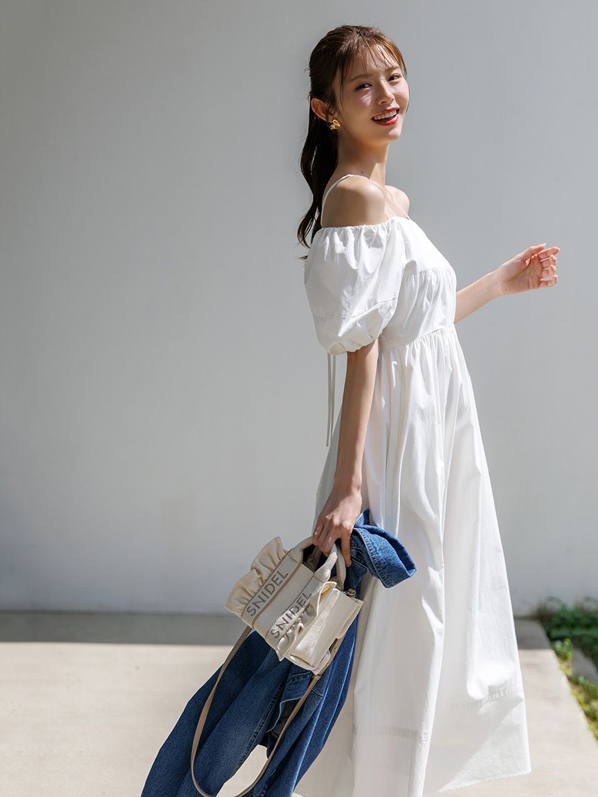 SNIDEL「オフショルパフスリワンピース」|ワンピース|