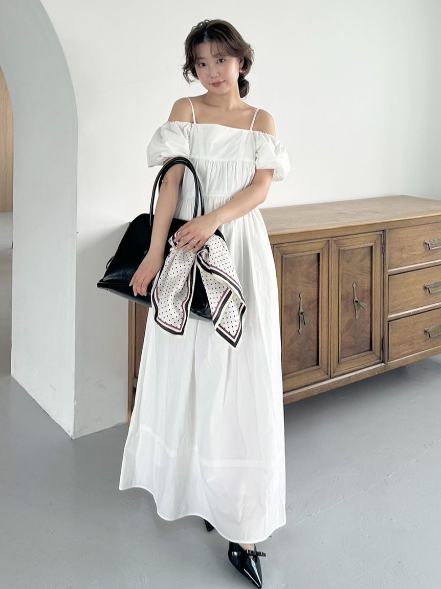 SNIDEL「オフショルパフスリワンピース」|ワンピース|