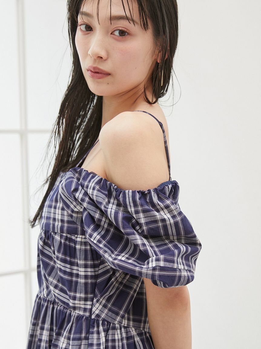 SNIDEL「オフショルパフスリワンピース」|ワンピース|