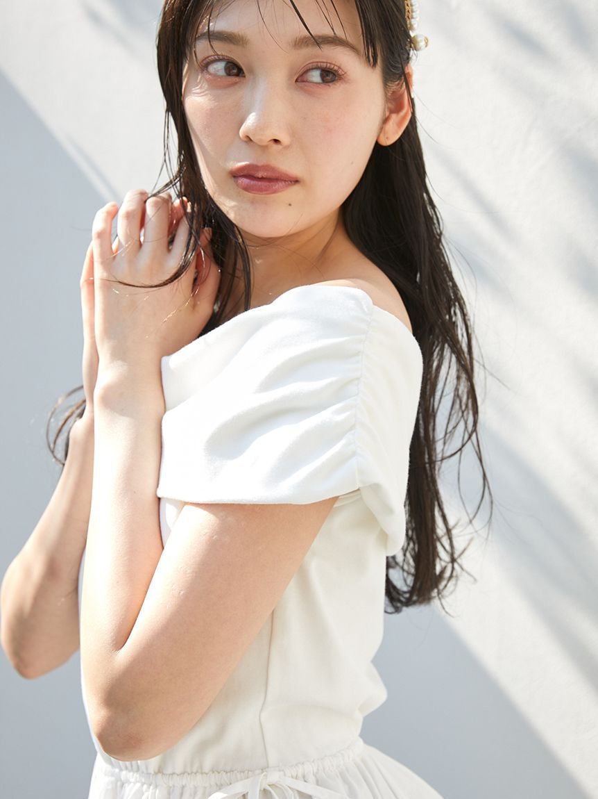 SNIDEL「カットオフショルペプラムプルオーバー」|Tシャツ・カットソー|