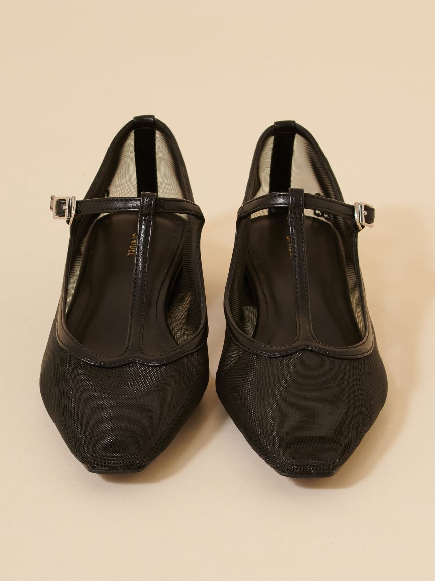 SNIDEL「シアーローヒールパンプス」|パンプス|BLK