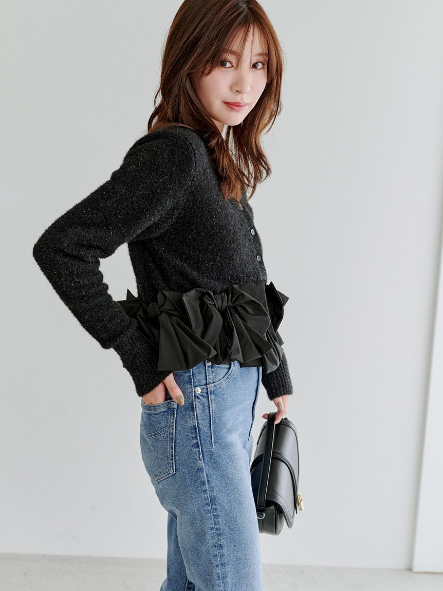 SNIDEL「リボンモチーフカーディガン」|ニット・セーター|