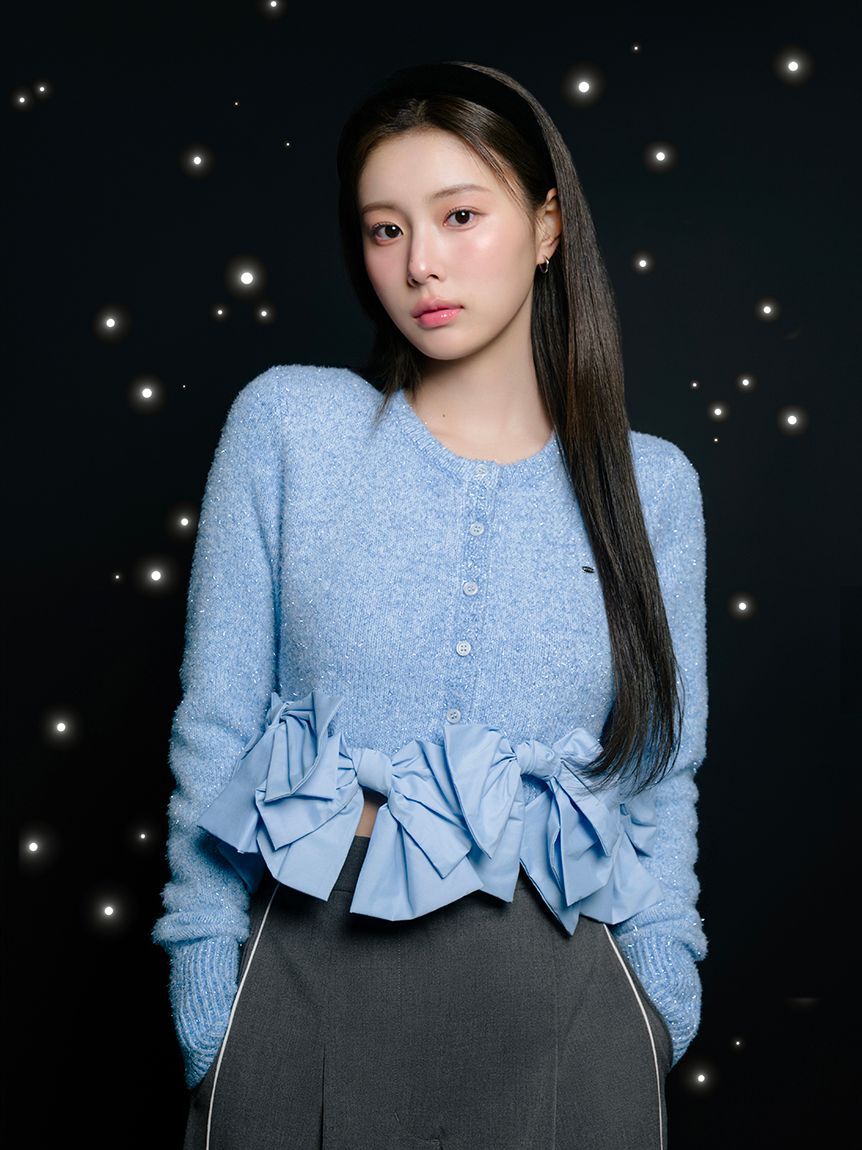 SNIDEL「リボンモチーフカーディガン」|ニット・セーター|BLU