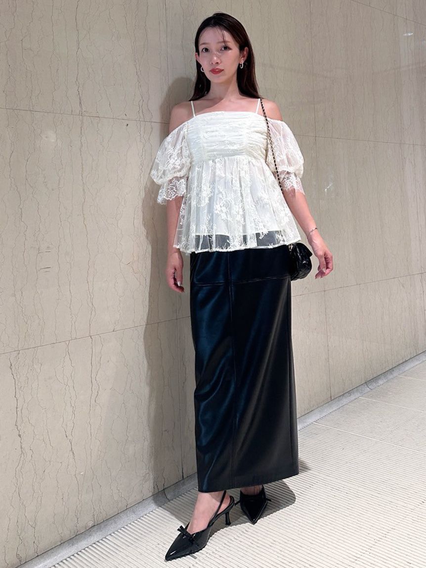 SNIDEL「ストレッチレザータイトスカート」|スカート|