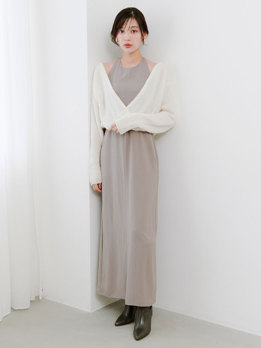 SNIDEL「カシュクールニットセットホルターワンピース」|ワンピース|