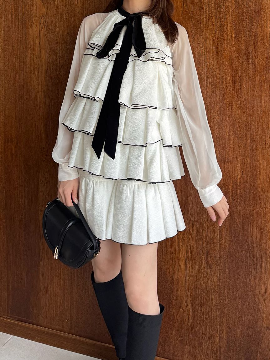 SNIDEL「ティアードラッフルミニドレス」|ワンピース|