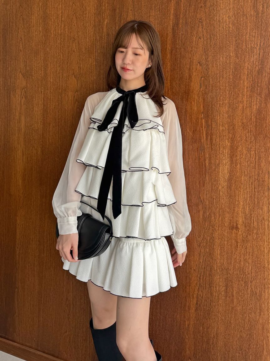 SNIDEL「ティアードラッフルミニドレス」|ワンピース|