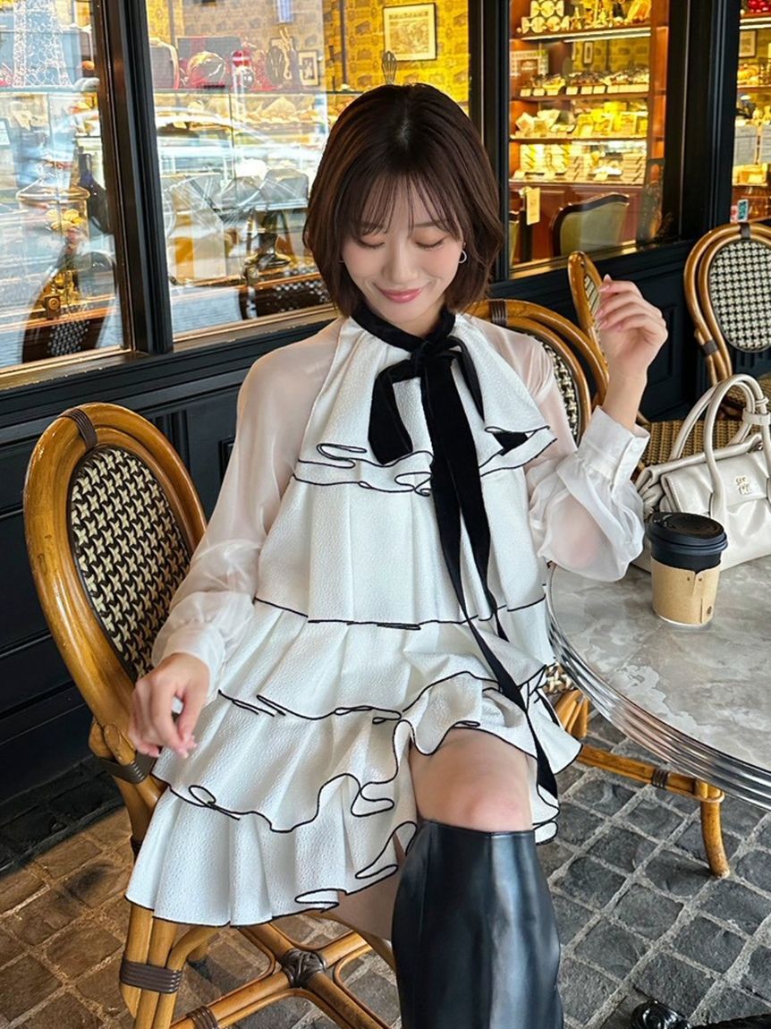 SNIDEL「ティアードラッフルミニドレス」|ワンピース|