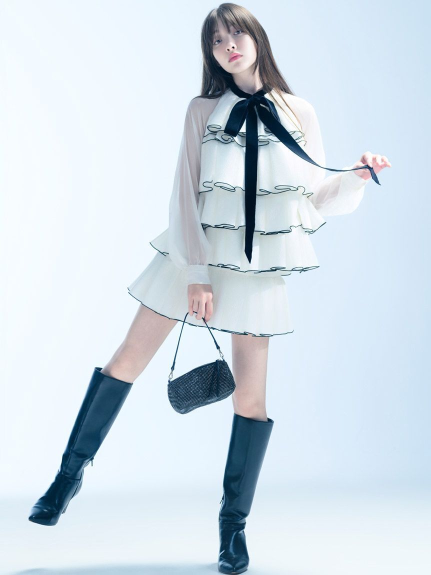 SNIDEL「ティアードラッフルミニドレス」|ワンピース|