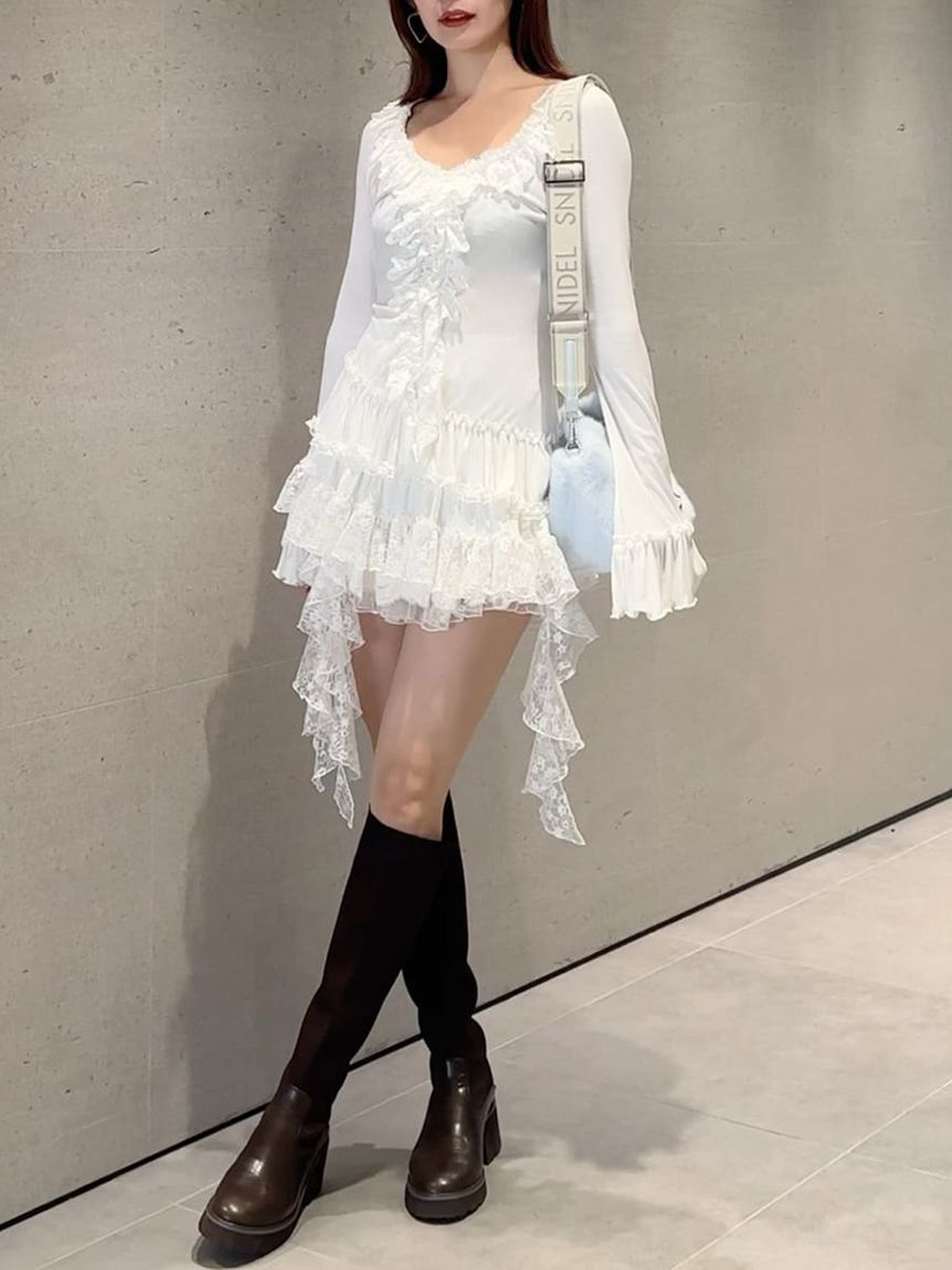 SNIDEL「ティアードフリルカットソープルオーバー」|Tシャツ・カットソー|