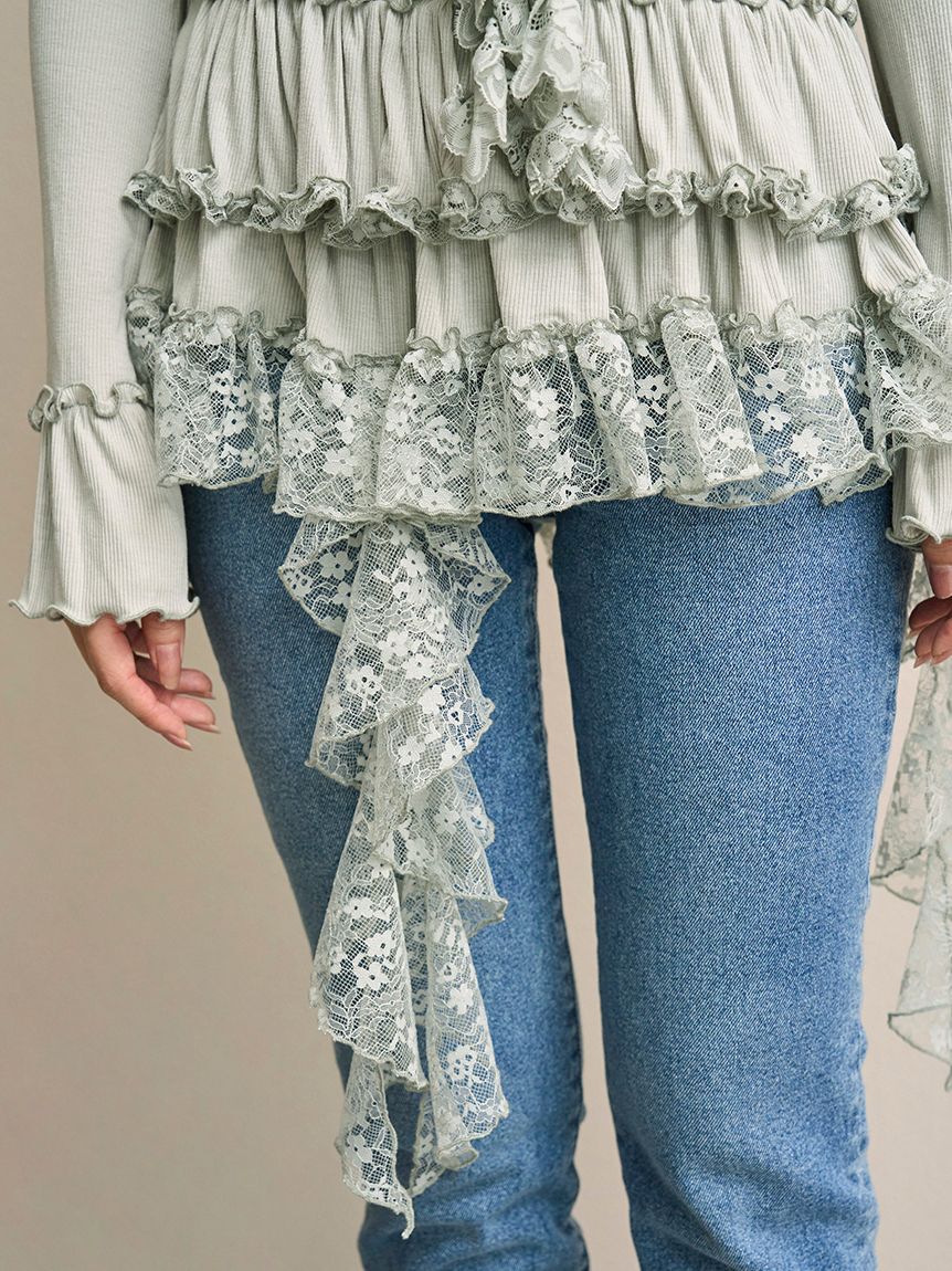 SNIDEL「ティアードフリルカットソープルオーバー」|Tシャツ・カットソー|