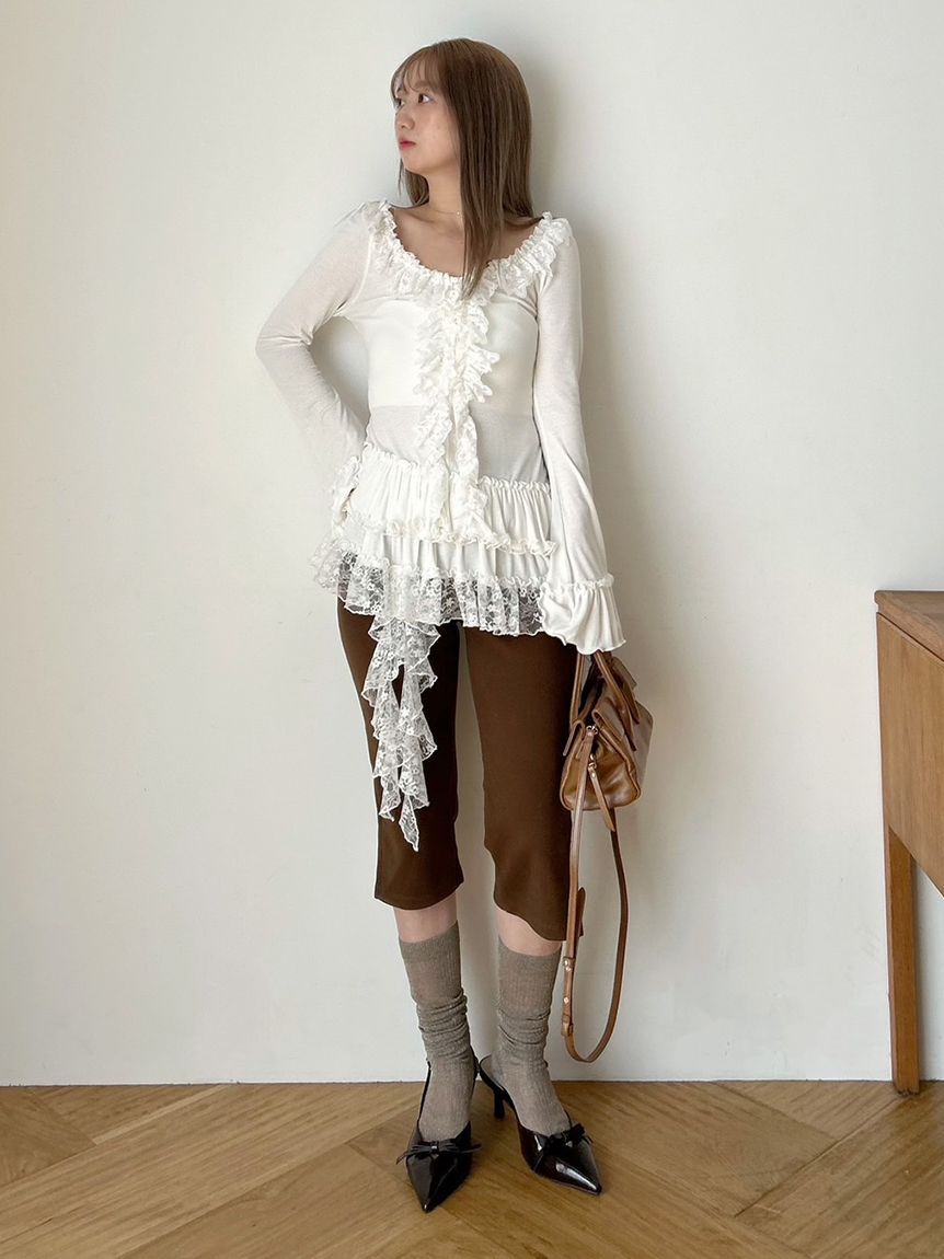 SNIDEL「ティアードフリルカットソープルオーバー」|Tシャツ・カットソー|