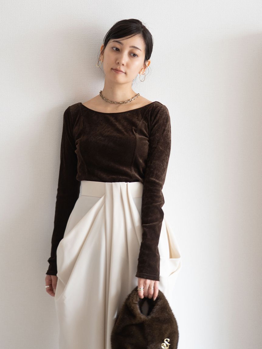 SNIDEL「カップインベロアカットソー」|Tシャツ・カットソー|