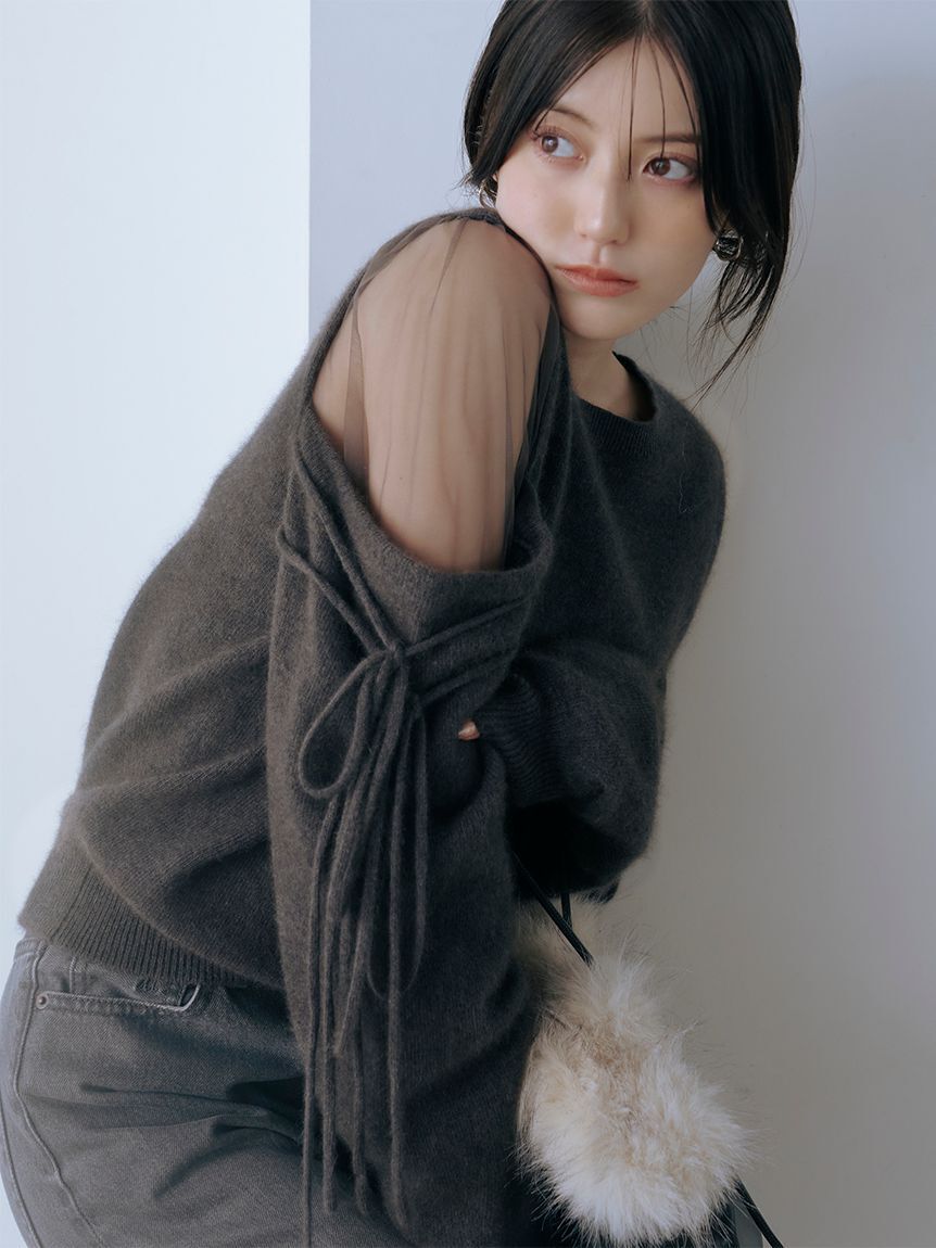 SNIDEL「シースルーショルダーニットプルオーバー」|ニット・セーター|