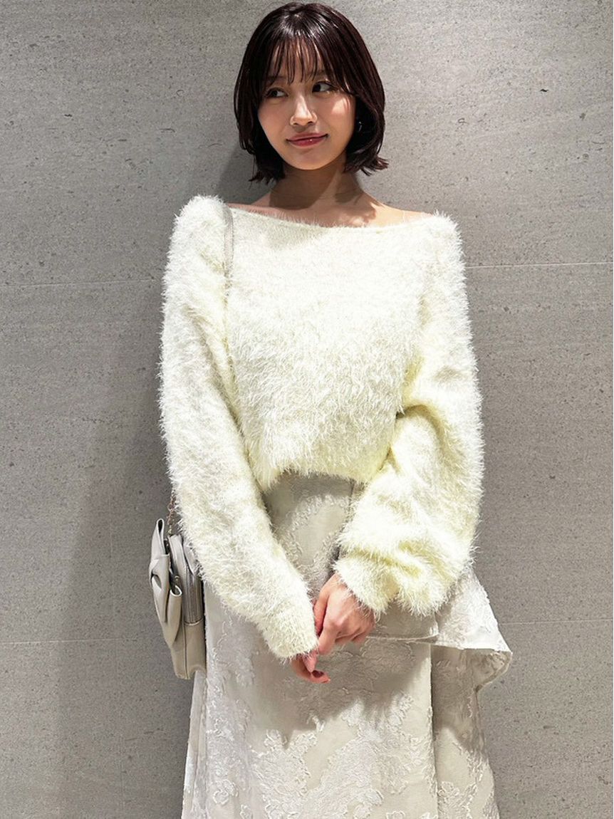 SNIDEL「ファーライクニットプルオーバー」|ニット・セーター|YEL