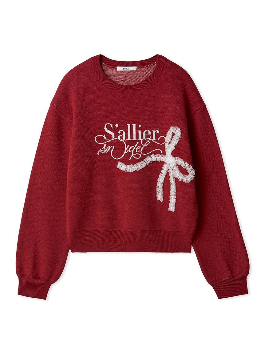 SNIDEL「リボンモチーフジャガードニットプルオーバー」|ニット・セーター|