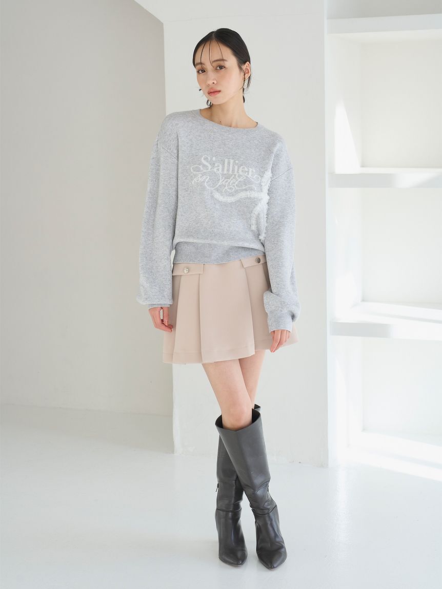 SNIDEL「リボンモチーフジャガードニットプルオーバー」|ニット・セーター|