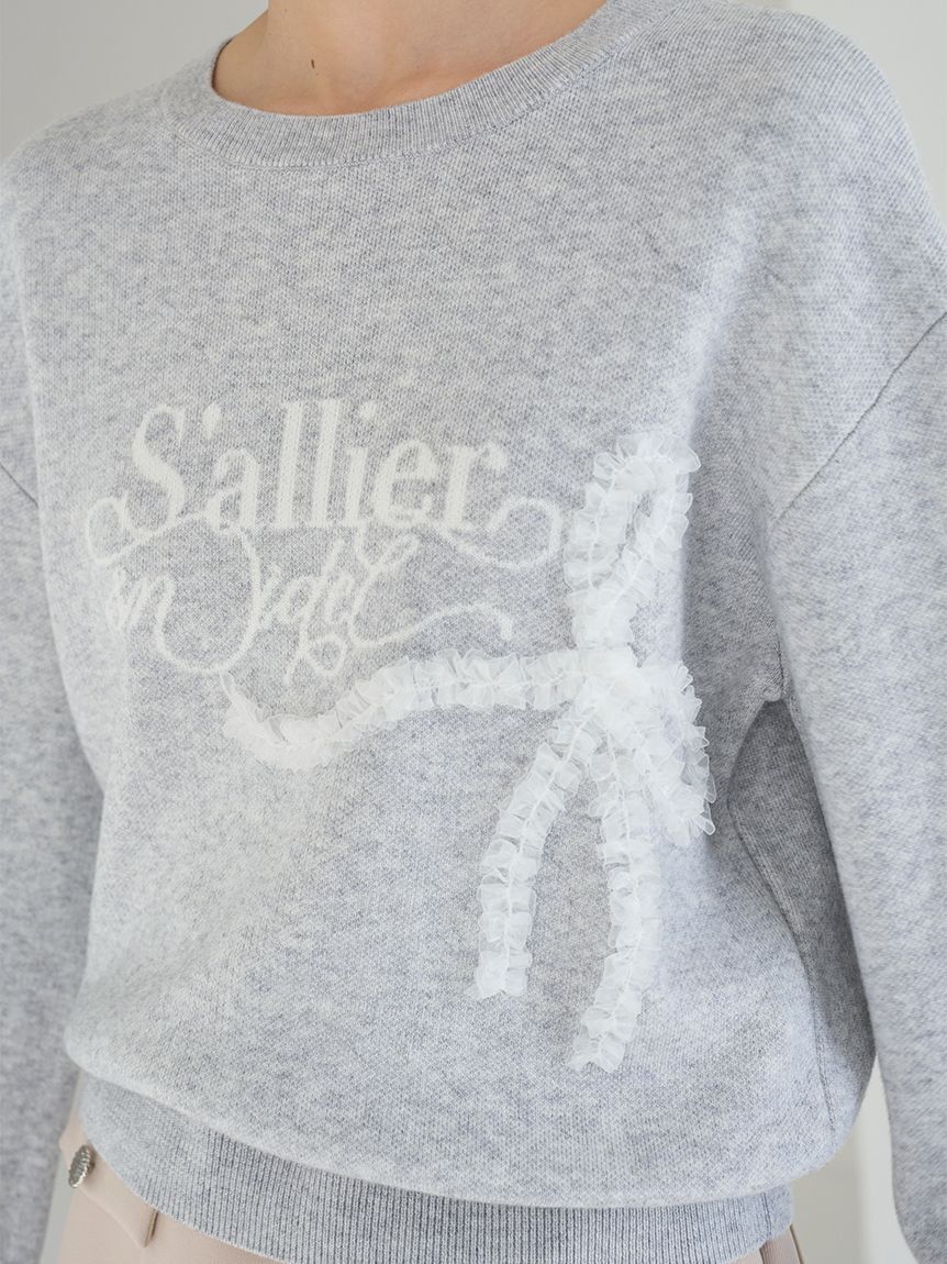 SNIDEL「リボンモチーフジャガードニットプルオーバー」|ニット・セーター|