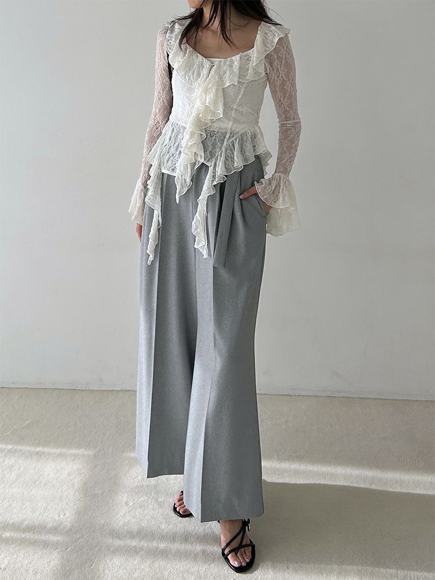 SNIDEL「スタイルアップベルティッドワイドパンツ」|チノ|