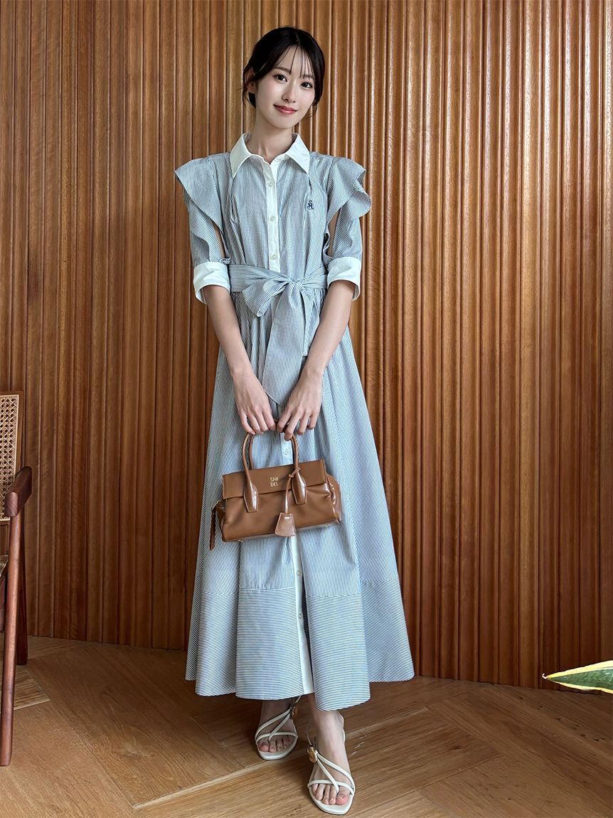 SNIDEL「Sustainableフリルデザインシャツワンピース」|ワンピース|