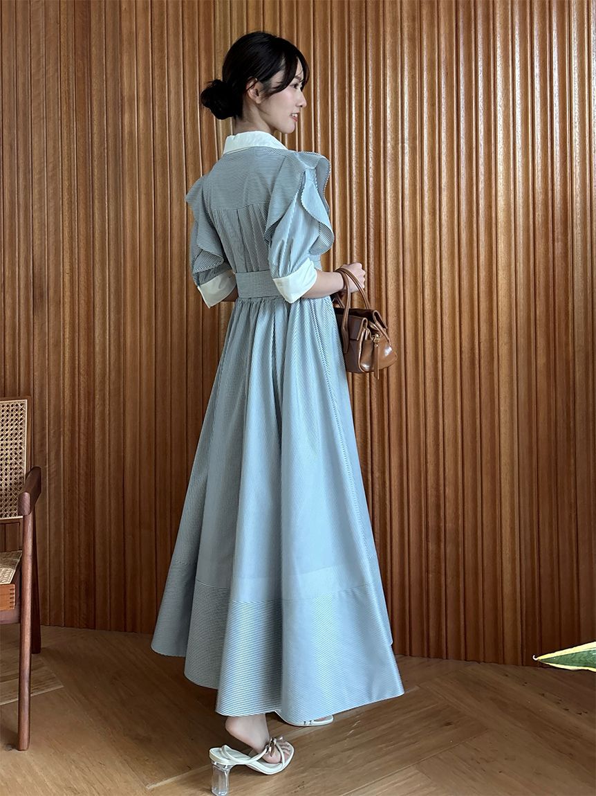 SNIDEL「Sustainableフリルデザインシャツワンピース」|ワンピース|