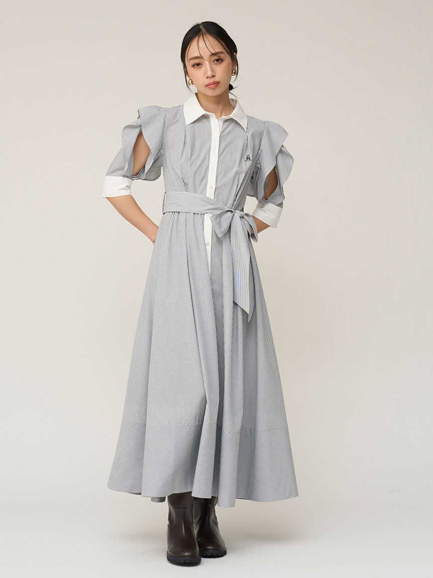 SNIDEL「Sustainableフリルデザインシャツワンピース」|ワンピース|