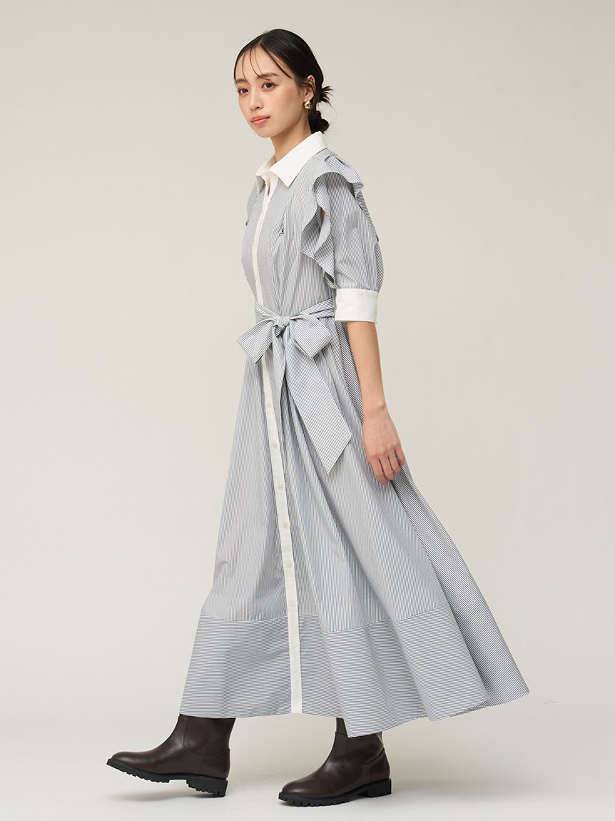 SNIDEL「Sustainableフリルデザインシャツワンピース」|ワンピース|