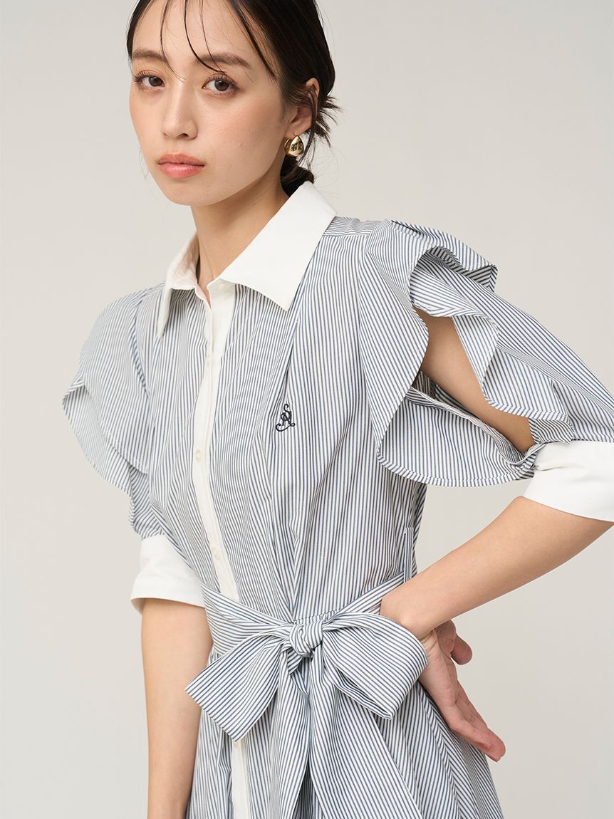 SNIDEL「Sustainableフリルデザインシャツワンピース」|ワンピース|