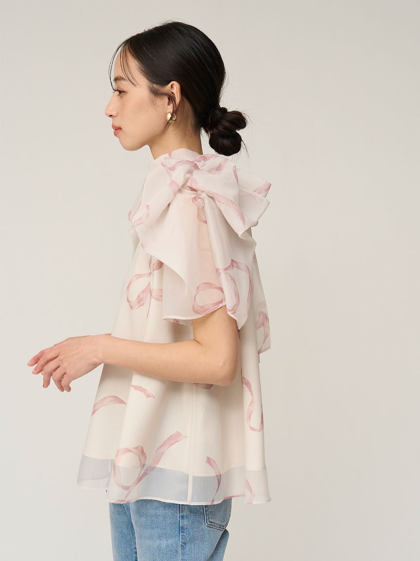 SNIDEL「Sustainableリボンライクオーガンシースルーブラウス」|シャツ・ブラウス|