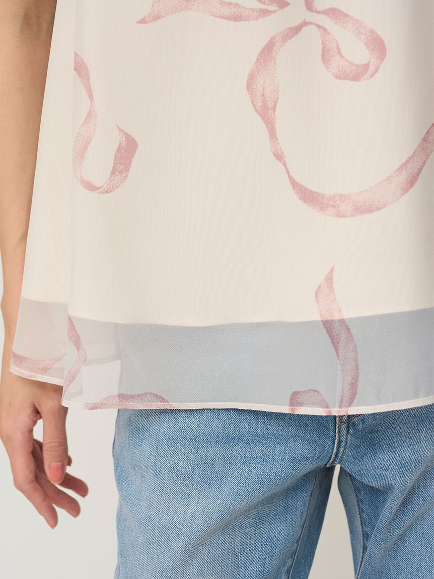 SNIDEL「Sustainableリボンライクオーガンシースルーブラウス」|シャツ・ブラウス|