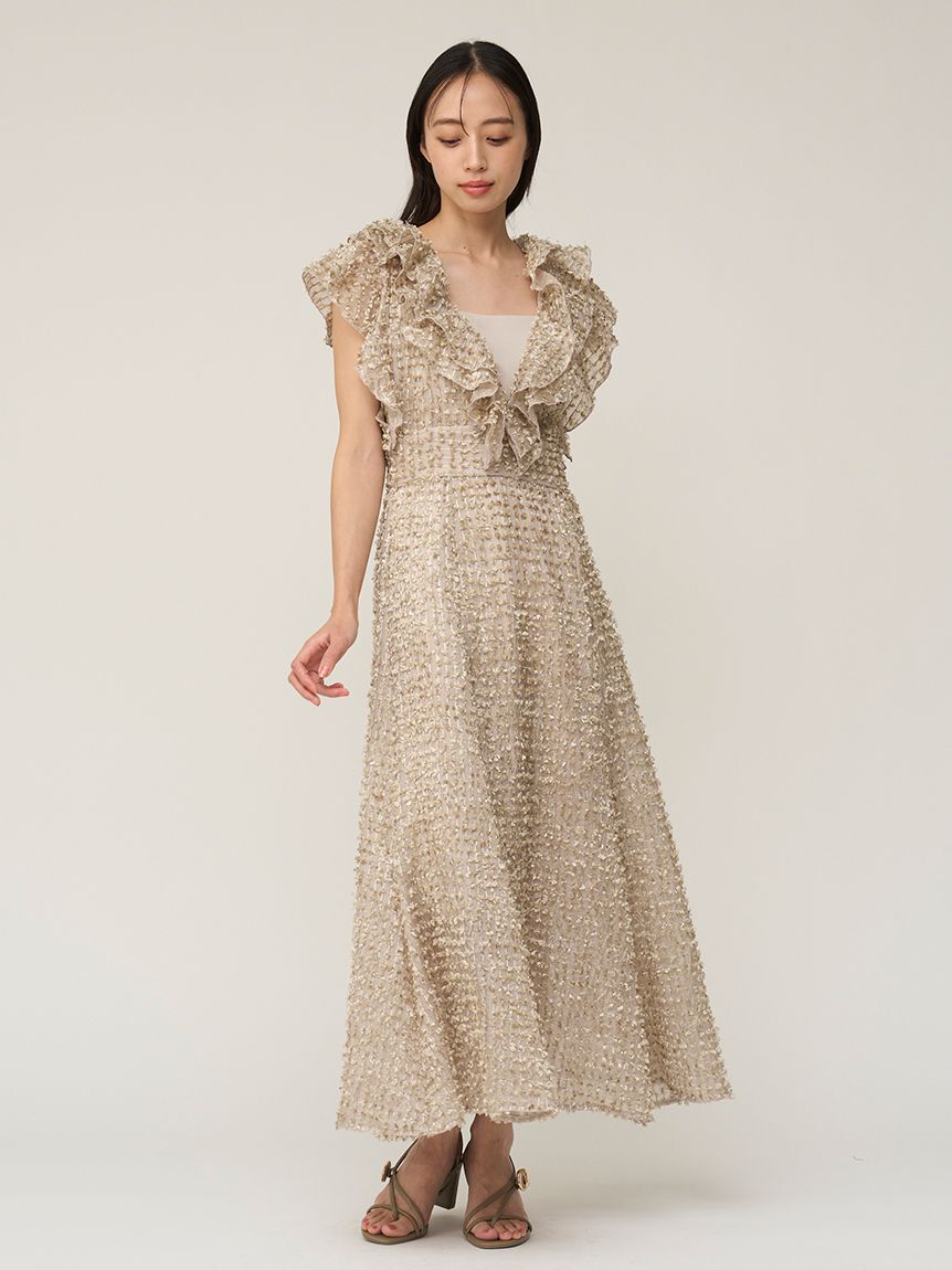 SNIDEL「ファブリックフリルドレス」|ドレス|