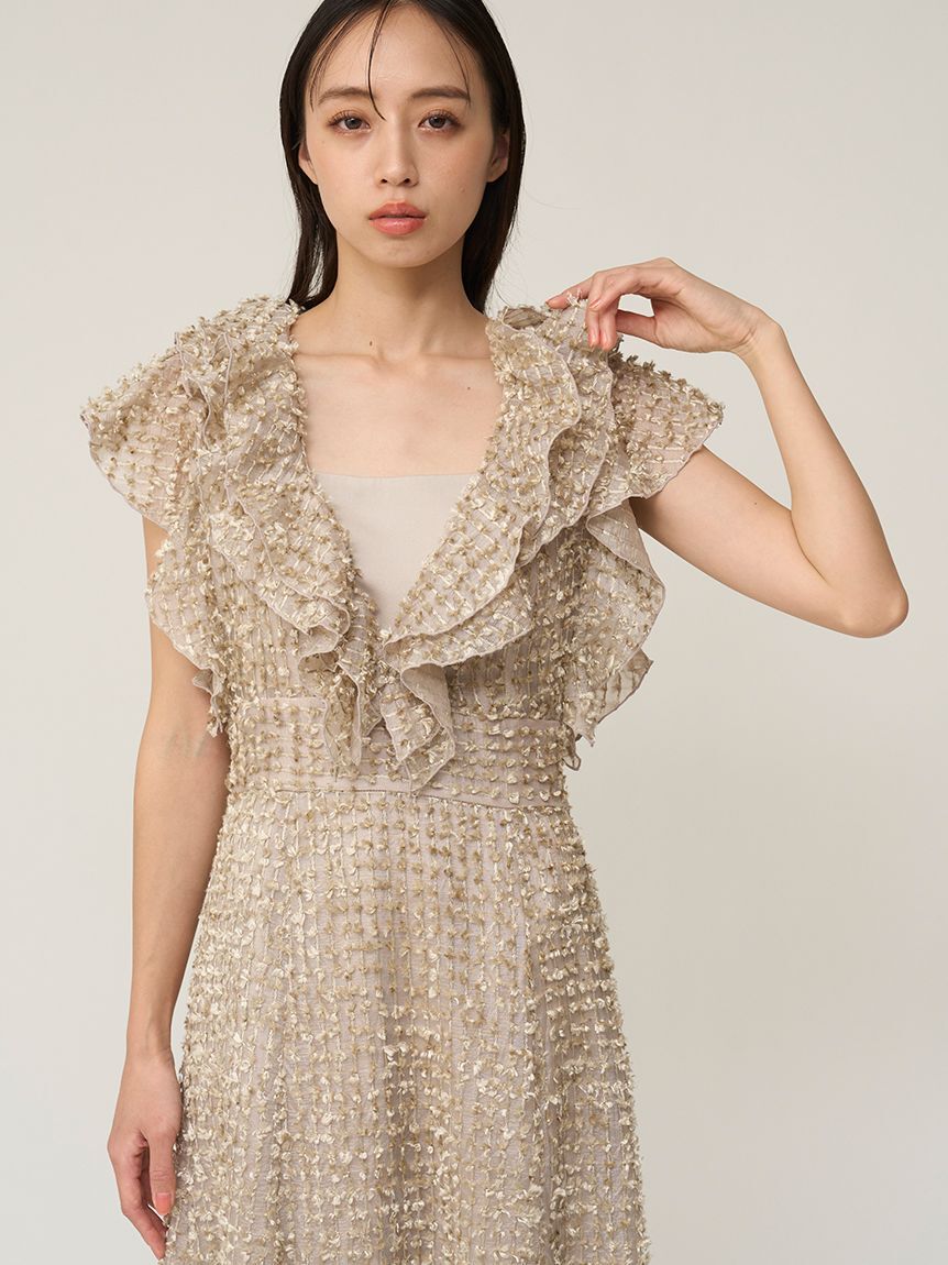 SNIDEL「ファブリックフリルドレス」|ドレス|