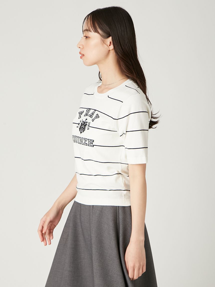 FRAY I.D「カレッジロゴインターシャニットプルオーバー」|ニット・セーター|