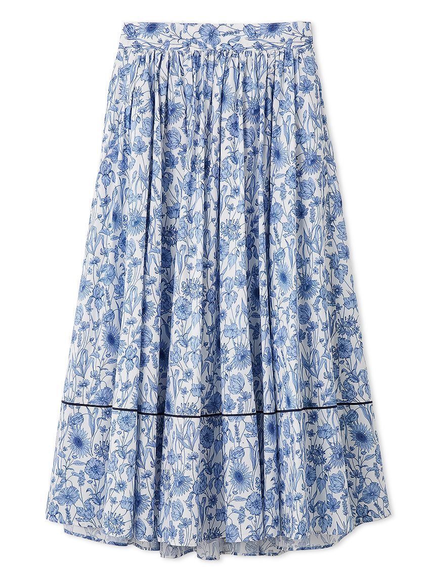 FRAY I.D「【FRAY I.D MADE WITH LIBERTY FABRIC】ギャザーフレアスカート／ウォッシャブル」|スカート|BLU
