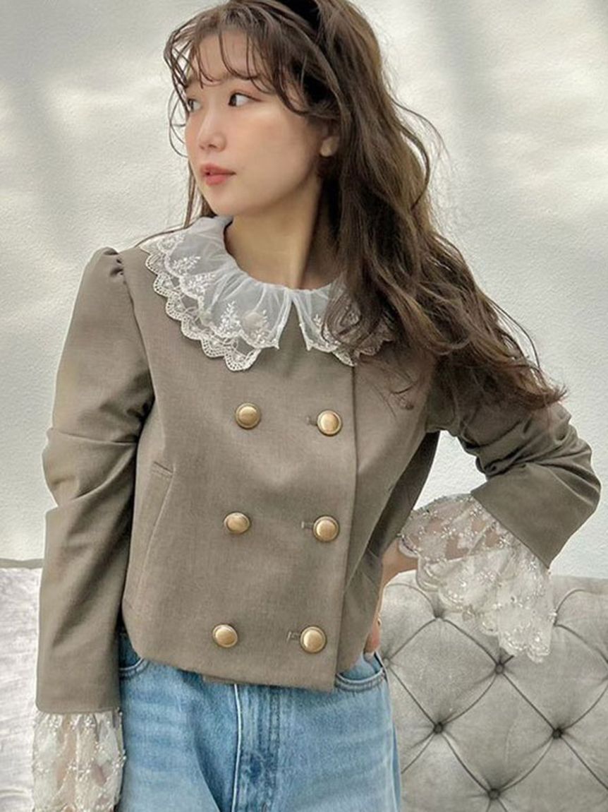 LILY BROWN「【WEB限定カラー】[L.B CANDY STOCK]スカラップビジューアタッチドジャケット」|テーラードジャケット|