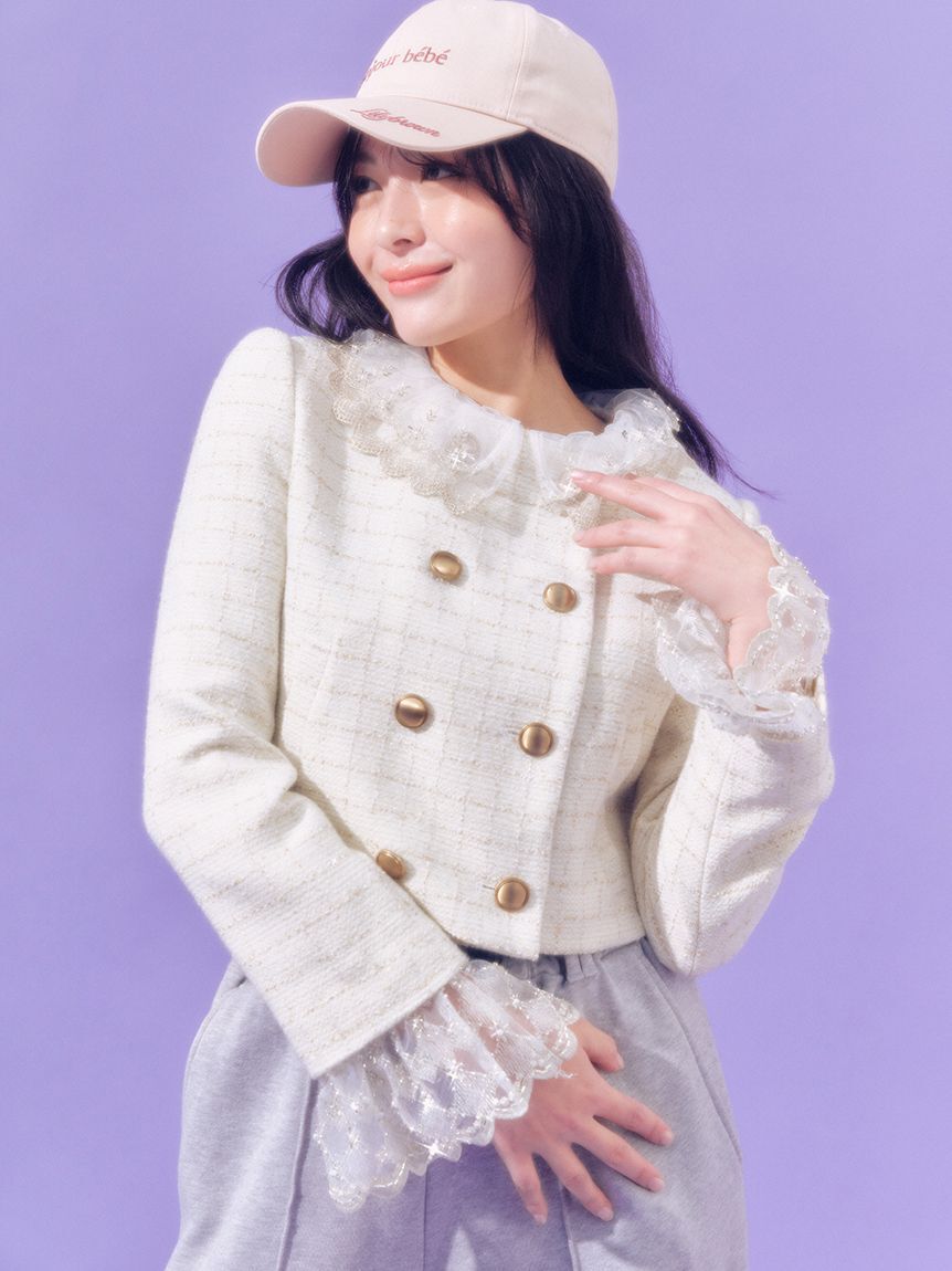 LILY BROWN「【WEB限定カラー】[L.B CANDY STOCK]スカラップビジューアタッチドジャケット」|テーラードジャケット|