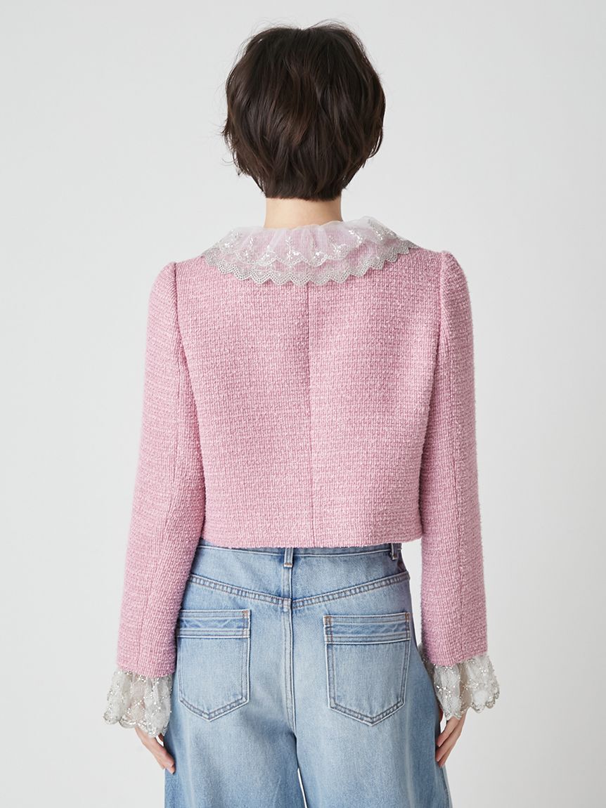 LILY BROWN「【WEB限定カラー】[L.B CANDY STOCK]スカラップビジューアタッチドジャケット」|テーラードジャケット|