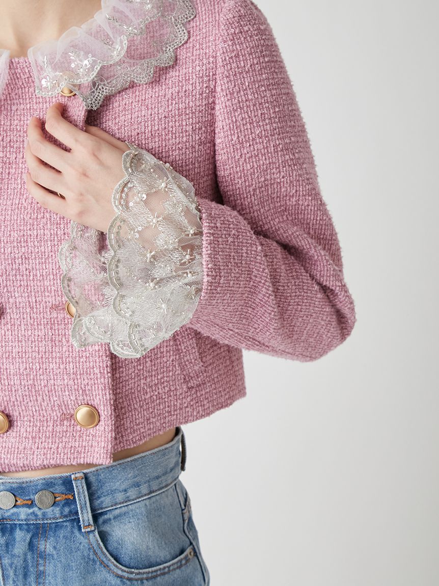 LILY BROWN「【WEB限定カラー】[L.B CANDY STOCK]スカラップビジューアタッチドジャケット」|テーラードジャケット|